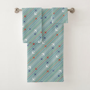 Rétro ensemble de serviette de motif d'avion