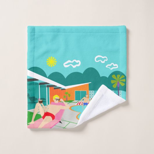 Rétro ensemble gai de serviette de réception au (Gant de toilette)