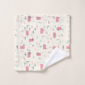 Rétro ensemble rose atomique de serviette de motif (Gant de toilette)