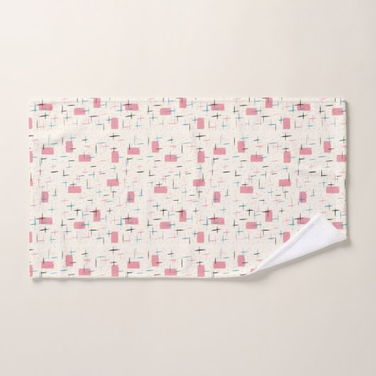 Rétro ensemble rose atomique de serviette de motif (Serviette à main)