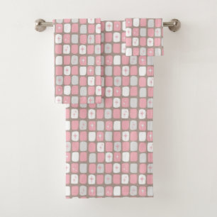 Rétro ensemble rose et blanc de serviette de