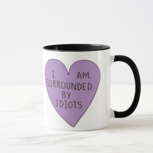 Rétro 'Entouré D'Idiots' Novelty Grunge Mug (Droite)