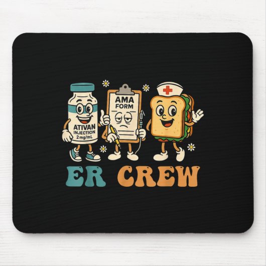 Retro Er Crew Emergency Room Funny Er Ed Nurse Tec Muismat (Voorkant)