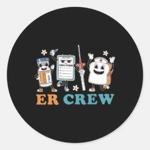 Retro Er Crew Spoedeisende Hulp Grappig Er Ed Verp Ronde Sticker