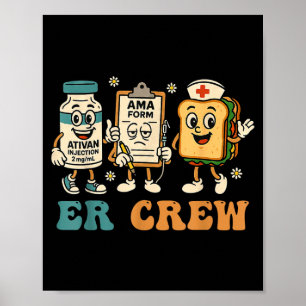 Retro Er-team Spoedeisende Hulp Grappige verpleegk Poster