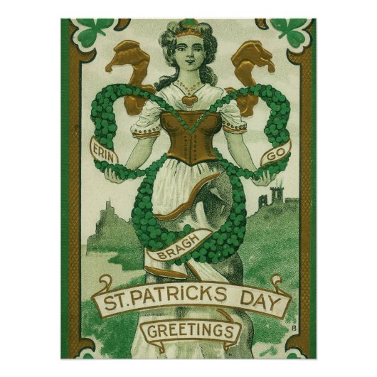 Retro - Erin Go Braugh. St. Patrick's Dag Groeten Perfect Poster (Voorkant)