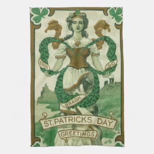 Retro - Erin Go Braugh. St. Patrick's Dag Groeten Theedoek