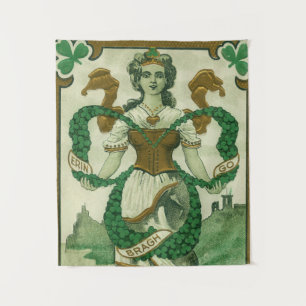 Retro - Erin Go Braugh. St. Patrick's Dag Groeten Wandkleed