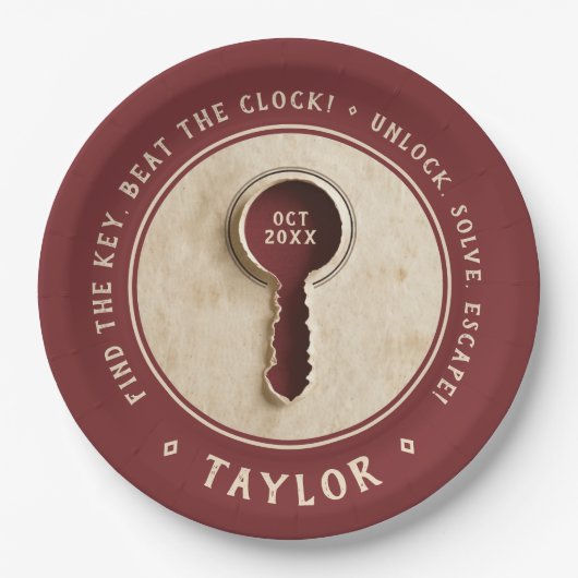 Retro Escape Room Detective Adventure Key Papieren Bordje (Voorkant)