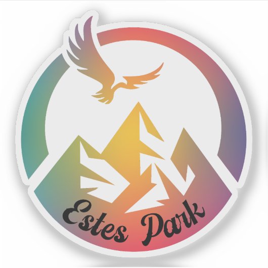 Retro Estes Park Hike Sunset Sticker (Voorkant)