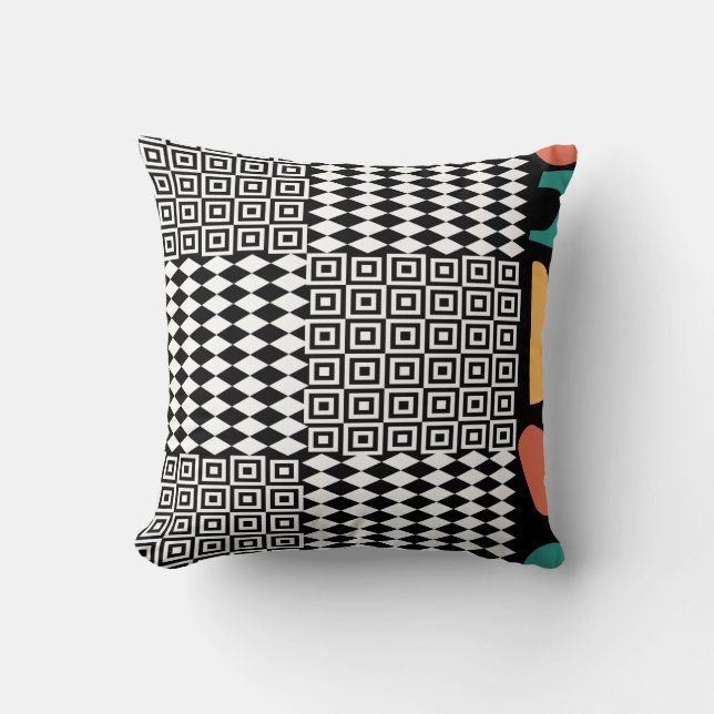 Retro esthetische abstracte patroon kussen (Voorkant)