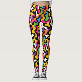 Retro Esthetische Funky Swirls Kleurrijke Patroon  Leggings
