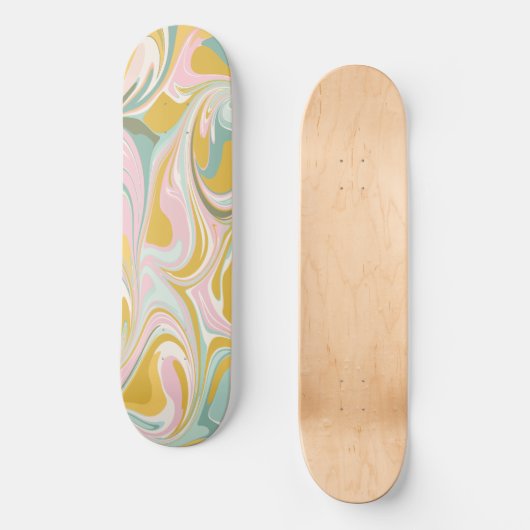 Retro esthetische Groovy Abstracte pastel marmeren Skateboard (Voorkant)