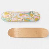 Retro esthetische Groovy Abstracte pastel marmeren Skateboard (Horizontaal)