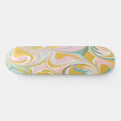 Retro esthetische Groovy Abstracte pastel marmeren Skateboard (Horizontaal)