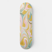 Retro esthetische Groovy Abstracte pastel marmeren Skateboard (Voorkant)