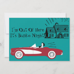 Retro et Vintage Bunko Red Convertible Invitation