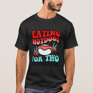 Retro eten hotdogs voor twee 4 juli t-shirt