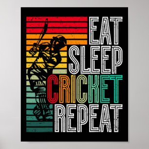 Retro Eten Slapen Cricket Herhaal  Poster