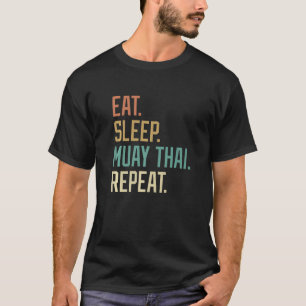 Retro Eten Slapen Muay Thai Herhalen Vintage T-shirt