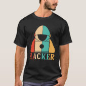 Retro Ethische Hacking Wit Pet Zwart Pet Hacker T-shirt (Voorkant)