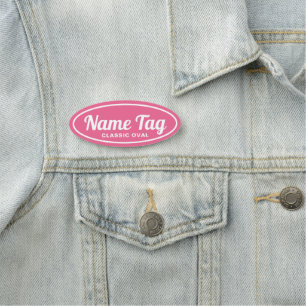 Rétro étiquette nommée classique ovale rose