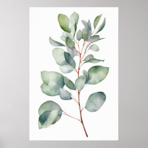 Retro Eucalyptus Print, Watercolor Eucalyptus Poster