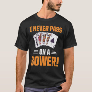 Retro Euchre-spelkaartspel nooit op een bus overga T-shirt