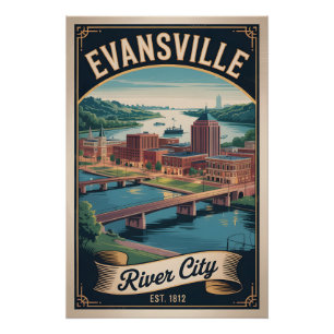 Retro Evansville Indiana Reisposter Perfect Poster