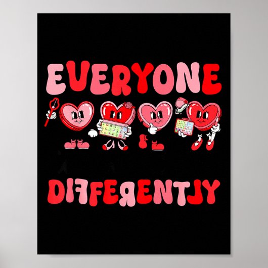 Retro Everyone Communicates Differently Autism Val Poster (Voorkant)