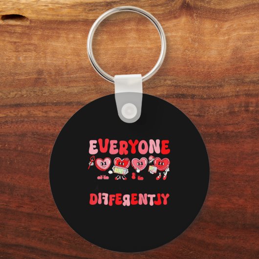 Retro Everyone Communicates Differently Autism Val Sleutelhanger (Voorkant)