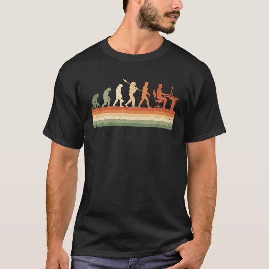 Retro Evolution of Man Computer Programmer Geek Fu T-shirt (Voorkant)