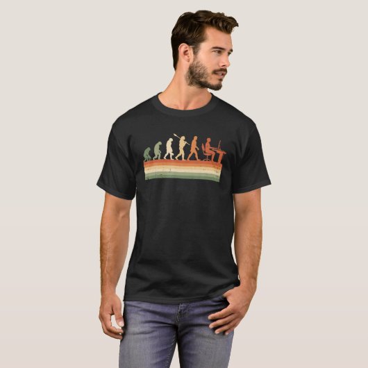 Retro Evolution of Man Computer Programmer Geek Fu T-shirt (Voorkant volledig)