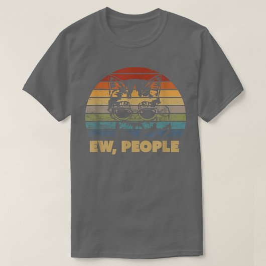 Retro Ew, People Black Cat  Funny Cat T-shirt (Design voorkant)