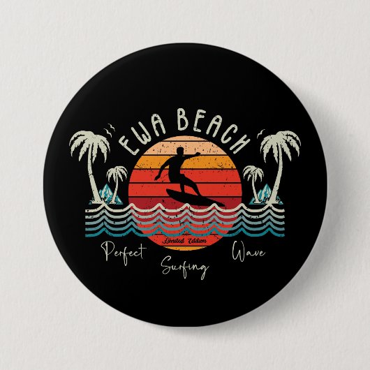 Retro Ewa Beach Ronde Button 7,6 Cm (Voorkant)