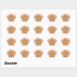 Retro Ewn je machtsmeisje, regenboog, paddenstoele Vierkante Sticker