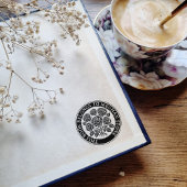 Retro Exlibris stempel met Rozen voor de bibliothe