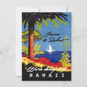 Retro Exotic Island Beach Wedding Invite Kaart