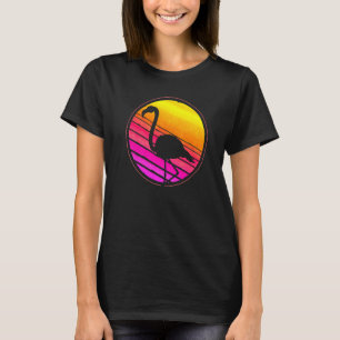 Retro Exotische Vogel Dier Tropisch Dier Roze Fla T-shirt