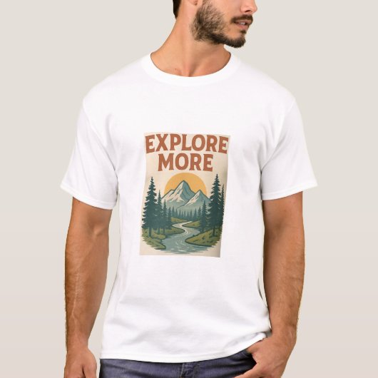 Rétro "Explore More" Mountain Adventure T-shirt (Devant)