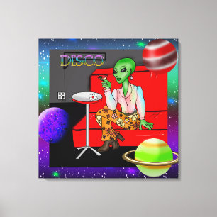 Retro Extraterrestrial uit de jaren zeventig in Di Canvas Afdruk