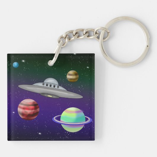 Retro Extraterrestrial uit de jaren zeventig in Di Sleutelhanger (Achterkant)