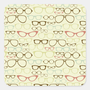 Retro Eyeglass Hipster Vierkante Sticker