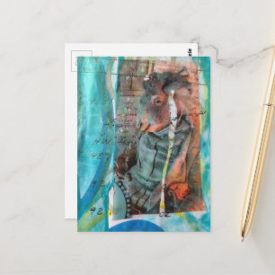 Retro Ezel Unieke Mixed Media Collage Briefkaart