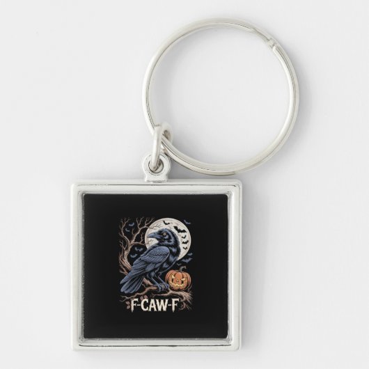 Retro F-Caw-F Bird Crow Funny Crow Bird Cawing Gru Sleutelhanger (Voorkant)