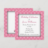Retro Fab Carré rose Anniversaire Invitations (Devant / Derrière)