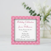 Retro Fab Carré rose Anniversaire Invitations (Debout devant)