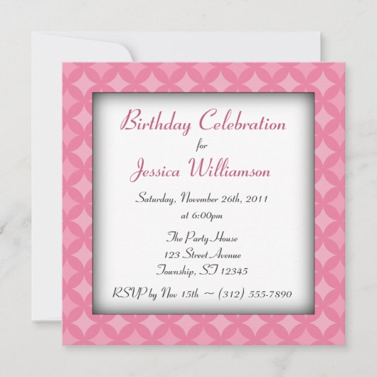 Retro Fab Carré rose Anniversaire Invitations (Devant)