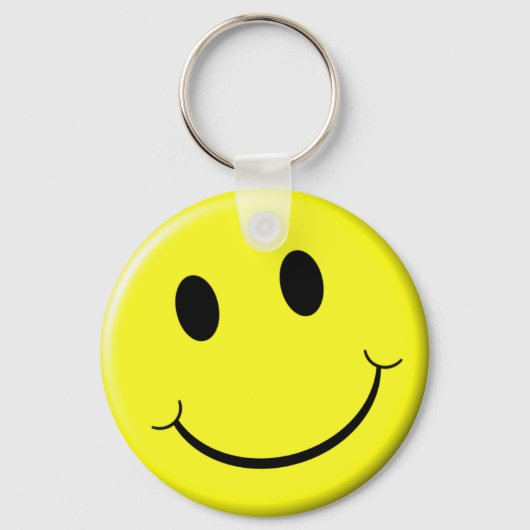 Retro Face Bright Yellow Smile Sleutelhanger (Voorkant)