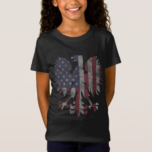 Retro Fade Poolse Mannen van het Amerikaanse Flag T-shirt (Voorkant)